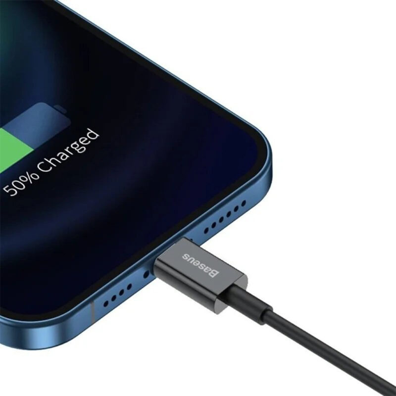 کابل USB A-LIGHTENING بیسوس مدل BASEUS PUDDING SERIES FAST CHARGING CABLE USB to IP 2.4A 20W 1.2M به طول 1.2 متر
