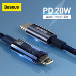 کابل TYPE C به LIGHTNING بیسوس مدل BASEUS EXPLORER SERIES AUTO POWER OFF FAST CHARGING TYPE C TO IP 20W به طول 1 متر