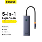 هاب 5 پورت USB-C بیسوس مدل BASEUS ULTRAJOY SERIES