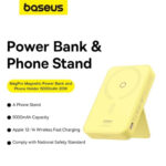 پاوربانک مگنتی 5000 میلی آمپر ساعتی بیسوس مدل BASEUS MAGPRO POWER BANK PRO MAGNETIC BRACKET WIRELESS FAST CHARGING 5000MAH 20W