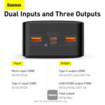 پاوربانک 30000 میلی آمپری بیسوس مدل BASEUS BIPOW DISPLAY FAST CHARGE POWER BANK 30000MAH 20W