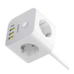 چند راهی برق سه سوکت 4000 وات بیسوس مدل BASEUS POWERCOMBO CUBE POWER STRIP 3AC+3U+1C 20W