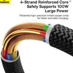 کابل USB-C بیسوس مدل BASEUS DURA SERIES 100W به طول 1 متر