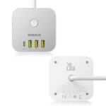 چند راهی برق سه سوکت 4000 وات بیسوس مدل BASEUS POWERCOMBO CUBE POWER STRIP 3AC+3U+1C 20W