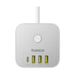 چند راهی برق سه سوکت 4000 وات بیسوس مدل BASEUS POWERCOMBO CUBE POWER STRIP 3AC+3U+1C 20W